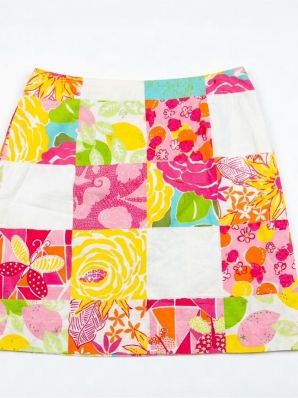 Lilly Pulitzer Boho Patchwork Cottagecore Floral Butterfly Ladybug Skirt Summer
